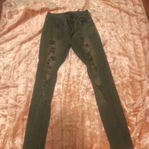 Green rip jeans